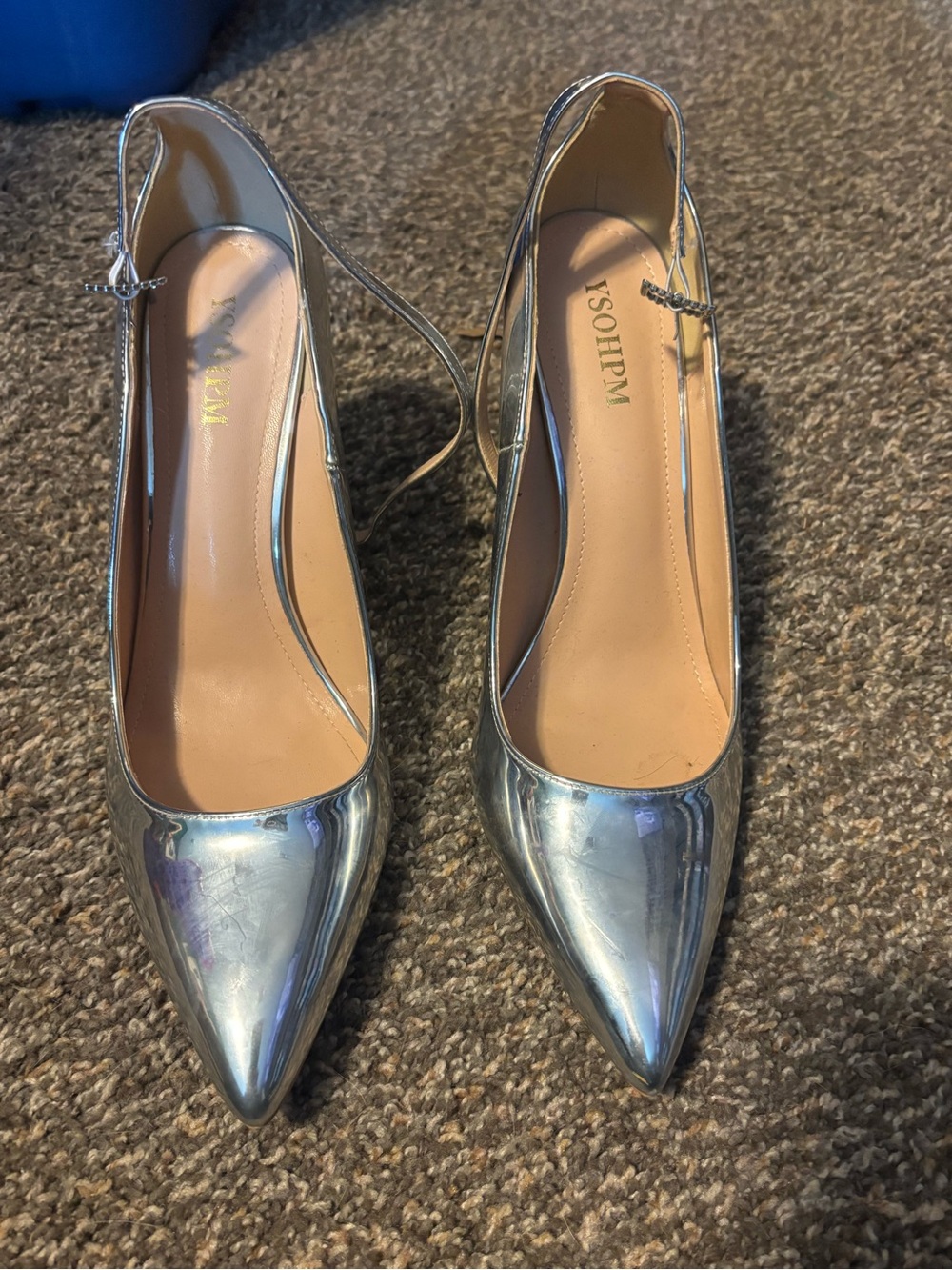 Vince Camuto Metallic Silver Pointed Toe Slingback Heels